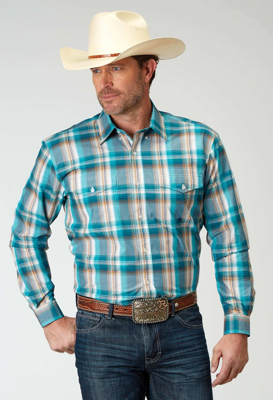 Roper Mens Long Sleeve Button Waters Edge Plaid Western Shirt - Roper - Flyclothing LLC