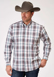 Roper Mens Long Sleeve Button Gray Cloud Plaid Western Shirt - Roper - Flyclothing LLC