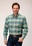 Roper Mens Long Sleeve Button Ocean Plaid Western Shirt - Roper - Flyclothing LLC