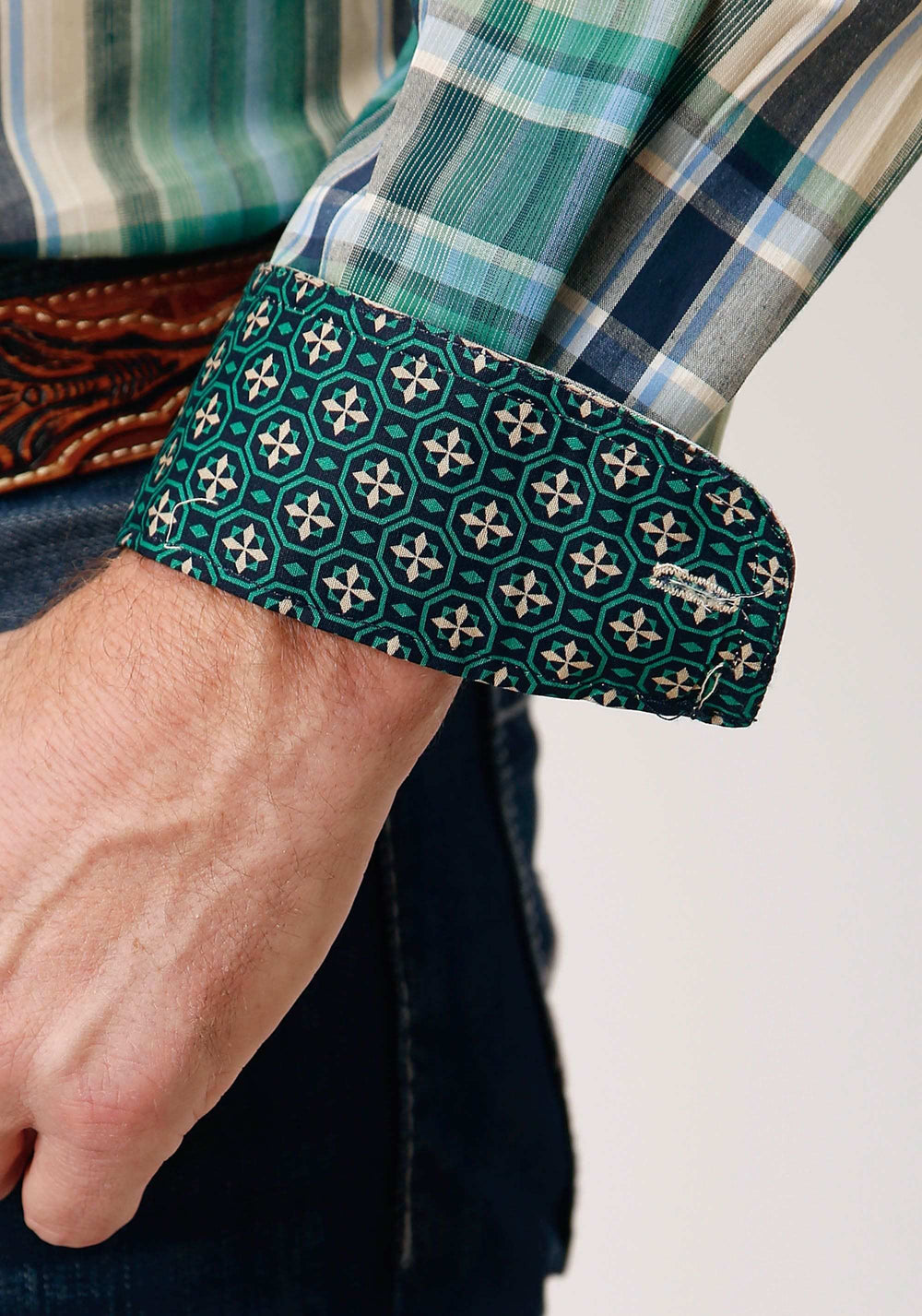 Roper Mens Long Sleeve Button Ocean Plaid Western Shirt - Roper - Flyclothing LLC