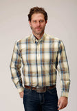 Roper Mens Long Sleeve Button Desert Blue Plaid Western Shirt - Roper - Flyclothing LLC