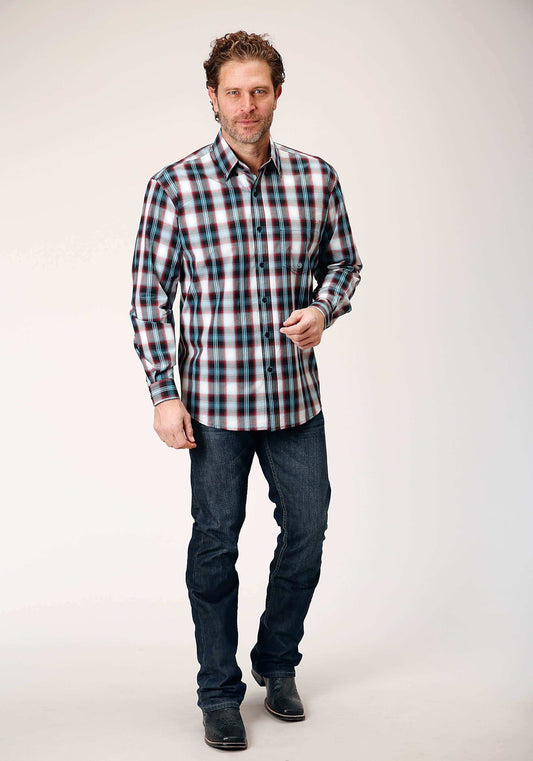 Roper Mens Long Sleeve Button West Plaid Western Shirt - Roper - Flyclothing LLC