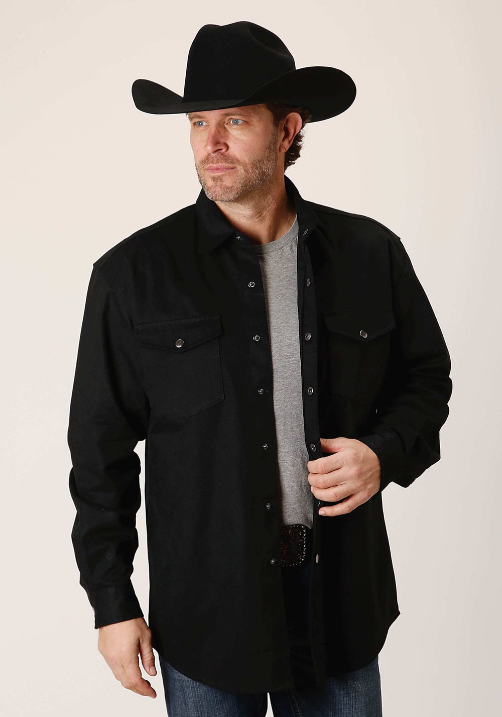 Roper Mens Long Sleeve Snap Brushed Twill Tan Western Shirt - Roper - Flyclothing LLC