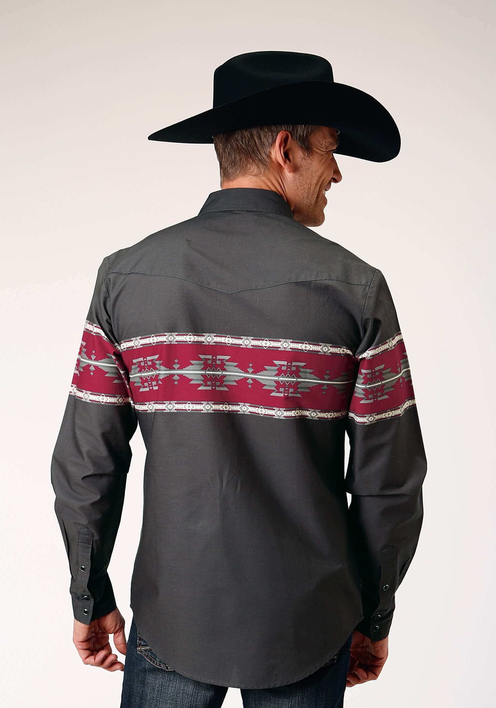Roper Mens Long Sleeve Snap Aztec Border Western Shirt - Roper - Flyclothing LLC