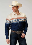 Roper Mens Long Sleeve Snap Distressed Aztec Border Western Shirt - Roper - Flyclothing LLC