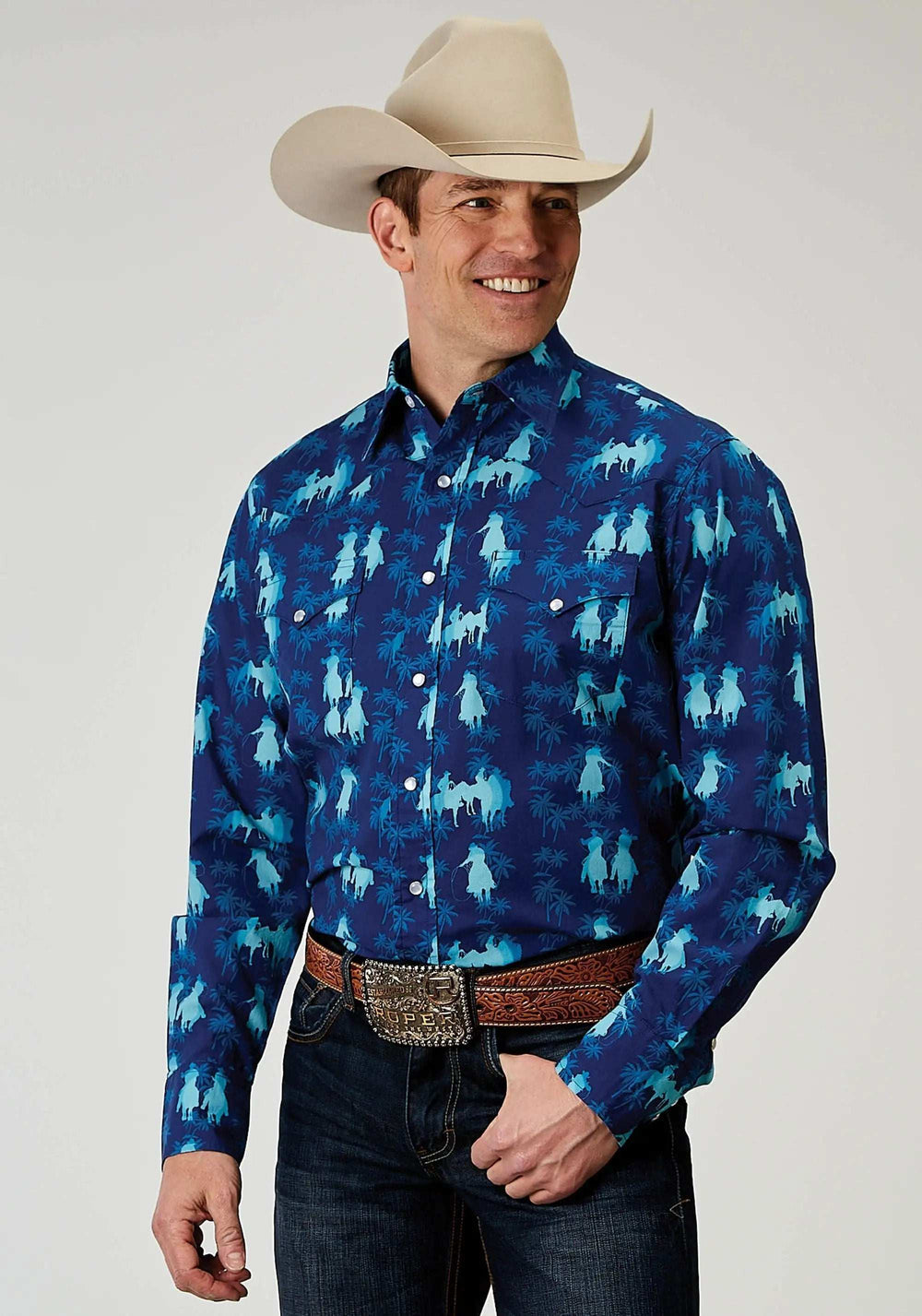 Roper Mens Long Sleeve Snap Hawaiian Ombre Print Western Shirt - Roper - Flyclothing LLC