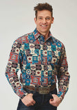 Roper Mens Long Sleeve Snap Vintage Patchwork Print Western Shirt - Roper - Flyclothing LLC