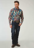 Roper Mens Long Sleeve Snap Vintage Patchwork Print Western Shirt - Roper - Flyclothing LLC