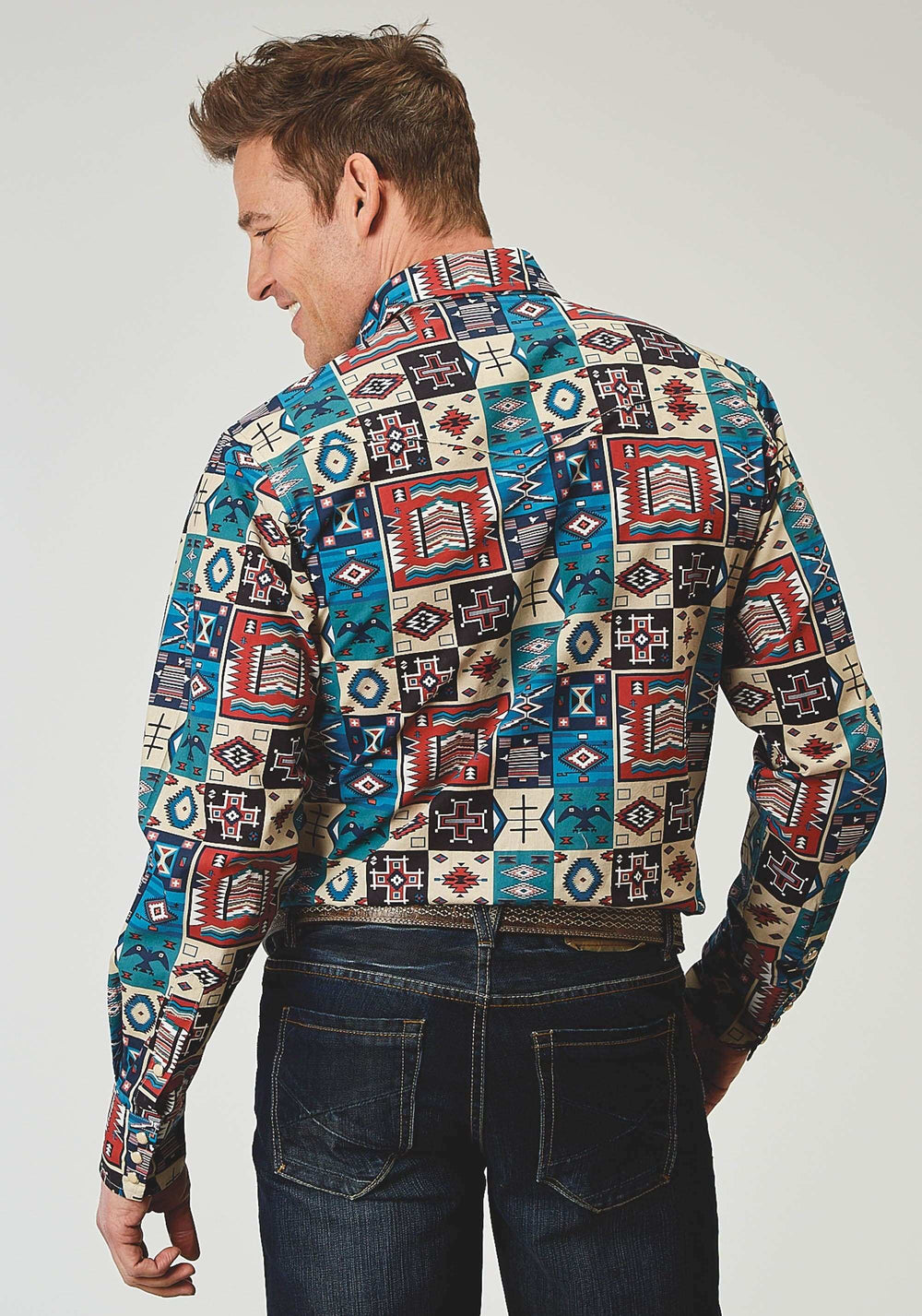Roper Mens Long Sleeve Snap Vintage Patchwork Print Western Shirt - Roper - Flyclothing LLC