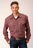 Roper Mens Long Sleeve Snap Unlined Wine Grey And Gold Flannel Plaid Shirt Western Shirt Tall Fit - Roper - Flyclothing LLC