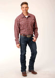 Roper Mens Long Sleeve Snap Unlined Wine Grey And Gold Flannel Plaid Shirt Western Shirt Tall Fit - Roper - Flyclothing LLC
