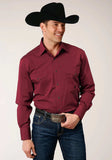 Roper Mens Long Sleeve Snap Black Fill Solid Wine Western Shirt Tall Fit - Roper - Flyclothing LLC