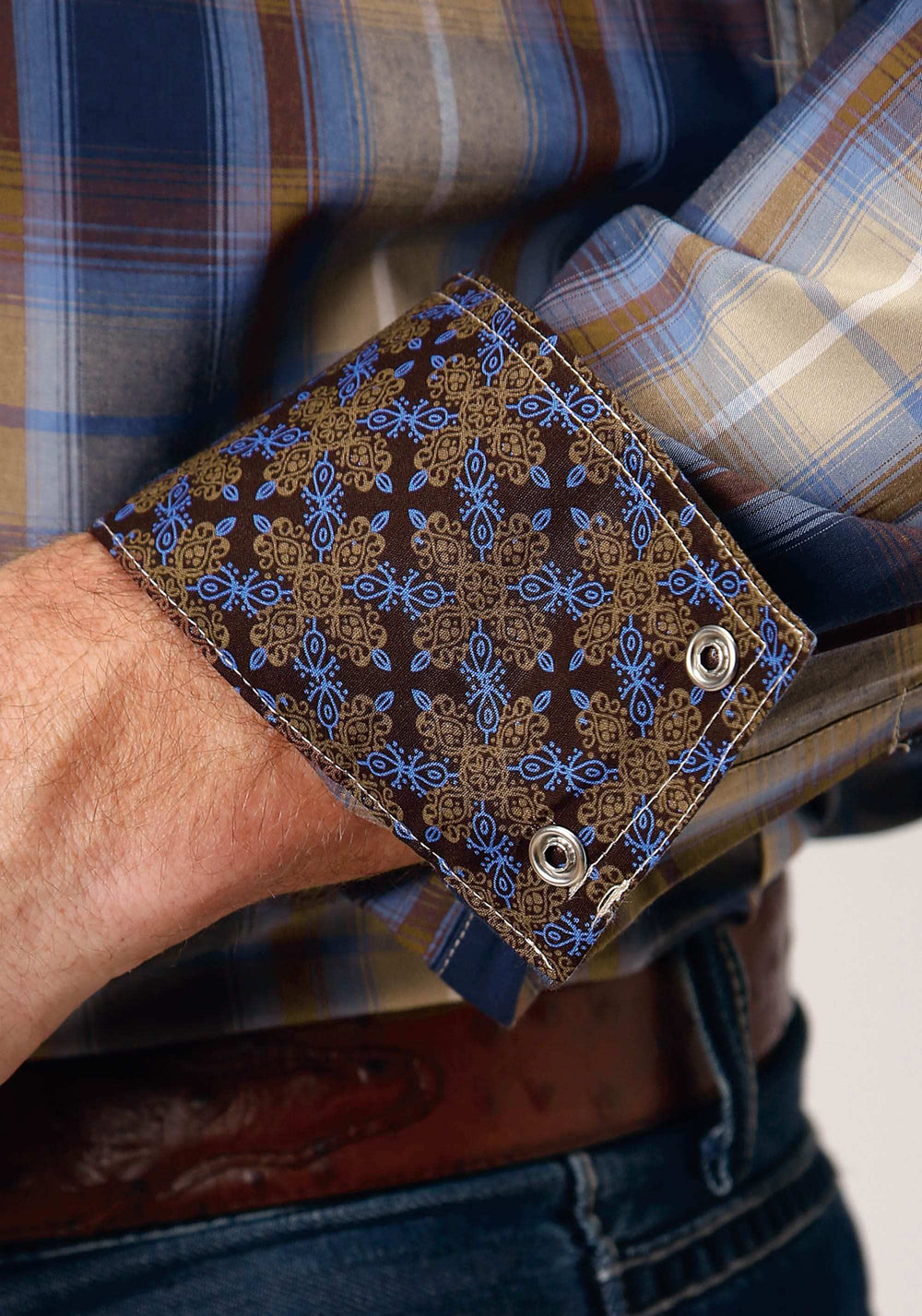 Roper Mens Long Sleeve Snap Ranch Plaid Western Shirt Tall Fit - Roper - Flyclothing LLC