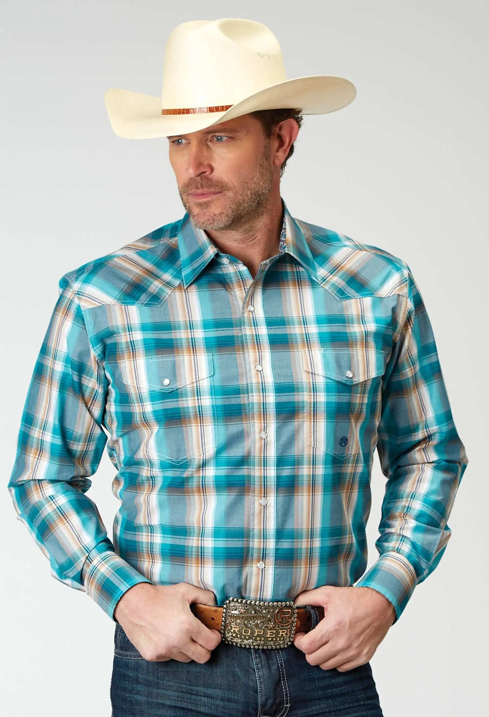 Roper Mens Long Sleeve Snap Waters Edge Plaid Western Shirt Tall Fit - Roper - Flyclothing LLC
