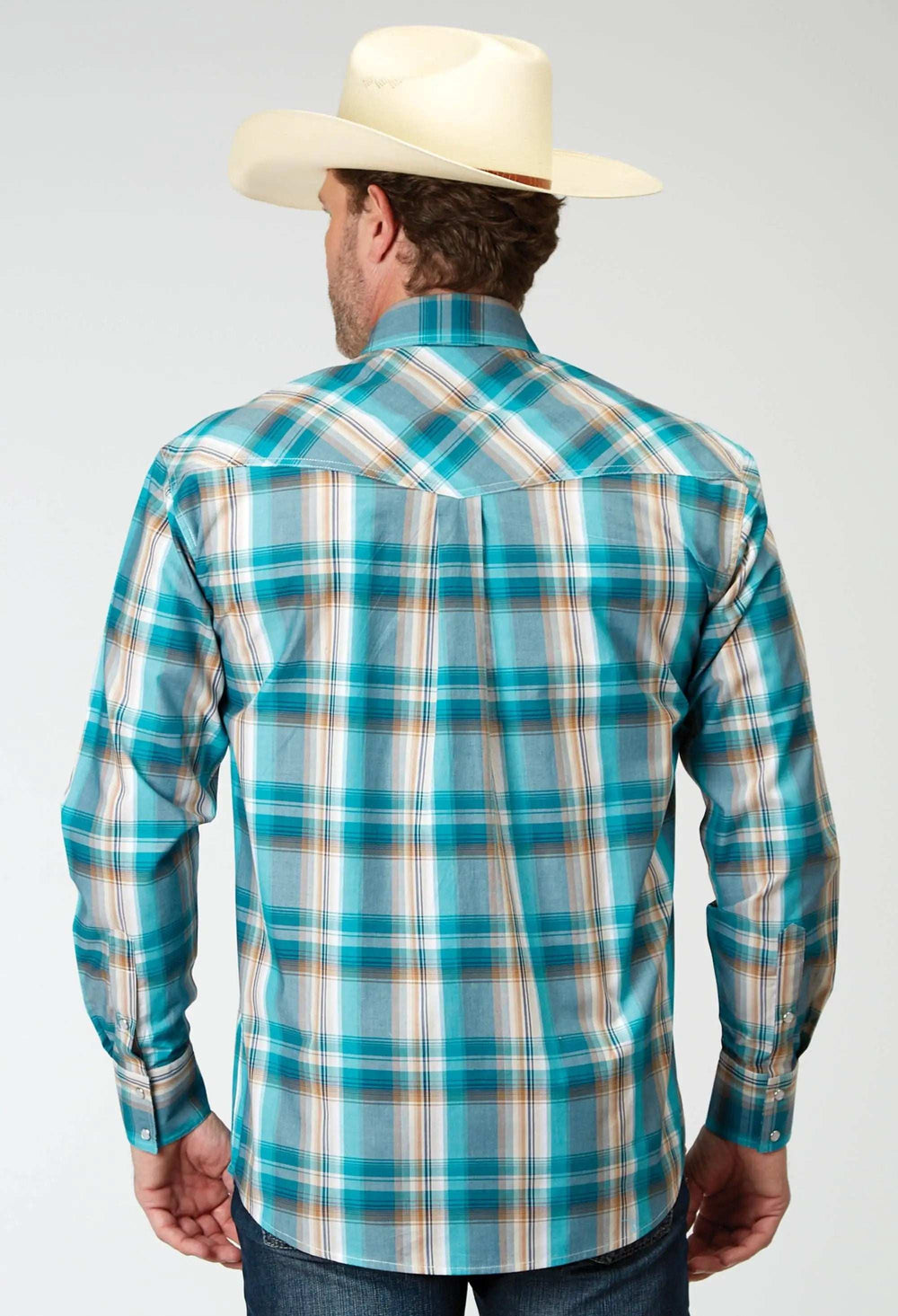Roper Mens Long Sleeve Snap Waters Edge Plaid Western Shirt Tall Fit - Roper - Flyclothing LLC