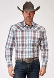 Roper Mens Long Sleeve Snap Gray Cloud Plaid Western Shirt Tall Fit - Roper - Flyclothing LLC