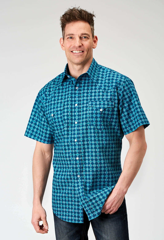 Roper Mens Short Sleeve Snap Scribble Print Western Shirt - Roper - Flyclothing LLC