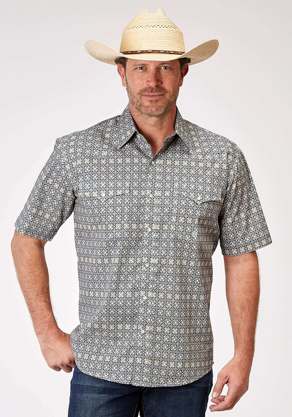 Roper Mens Short Sleeve Snap Western Foulard Western Shirt - Roper - Flyclothing LLC