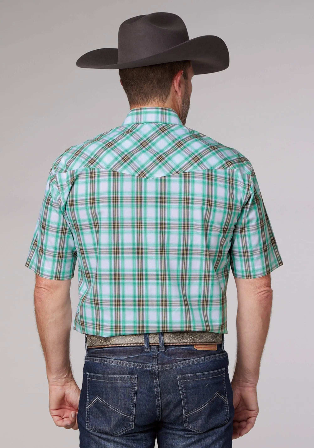 Roper Mens Short Sleeve Snap Cold Springs Plaid Western Shirt - Roper - Flyclothing LLC