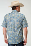 Roper Mens Short Sleeve Button Delft Paisley Western Shirt - Roper - Flyclothing LLC