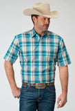 Roper Mens Short Sleeve Button Waters Edge Plaid Western Shirt - Roper - Flyclothing LLC