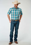 Roper Mens Short Sleeve Button Waters Edge Plaid Western Shirt - Roper - Flyclothing LLC