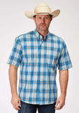 Roper Mens Short Sleeve Button Chicory Ombre Plaid Western Shirt - Roper - Flyclothing LLC