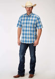 Roper Mens Short Sleeve Button Chicory Ombre Plaid Western Shirt - Roper - Flyclothing LLC