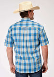 Roper Mens Short Sleeve Button Chicory Ombre Plaid Western Shirt - Roper - Flyclothing LLC