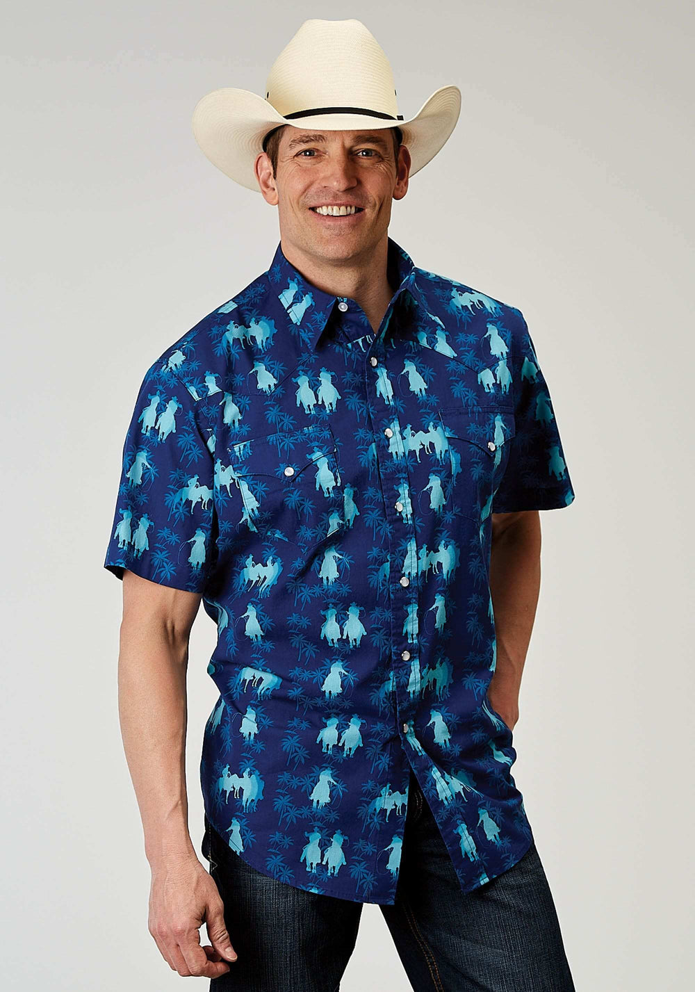 Roper Mens Short Sleeve Snap Hawaiian Ombre Print Western Shirt - Roper - Flyclothing LLC