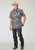Roper Mens Short Sleeve Snap Vintage Patchwork Print Western Shirt - Roper - Flyclothing LLC