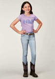 Roper Girls Short Sleeve Lilac Cotton Slub Jersey Western T Shirt With Screen Print Decoration - Roper - Flyclothing LLC