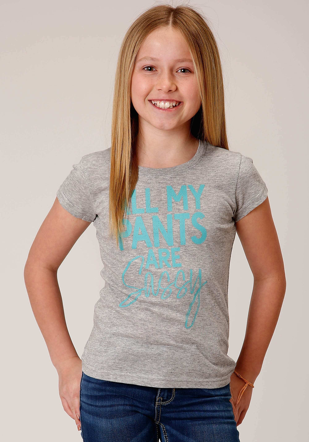 Roper Girls Short Sleeve Knit Heather Grey Poly Rayon Short Sleeve Jersey T Tshirt - Roper - Flyclothing LLC