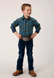 Roper Boys Long Sleeve Snap Diamond Dobby Plaid Western Shirt - Roper - Flyclothing LLC