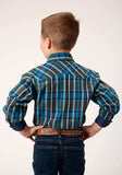 Roper Boys Long Sleeve Snap Diamond Dobby Plaid Western Shirt - Roper - Flyclothing LLC