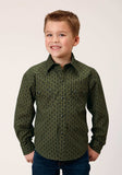 Roper Boys Long Sleeve Snap Drybrush Diamonds Western Shirt - Roper - Flyclothing LLC