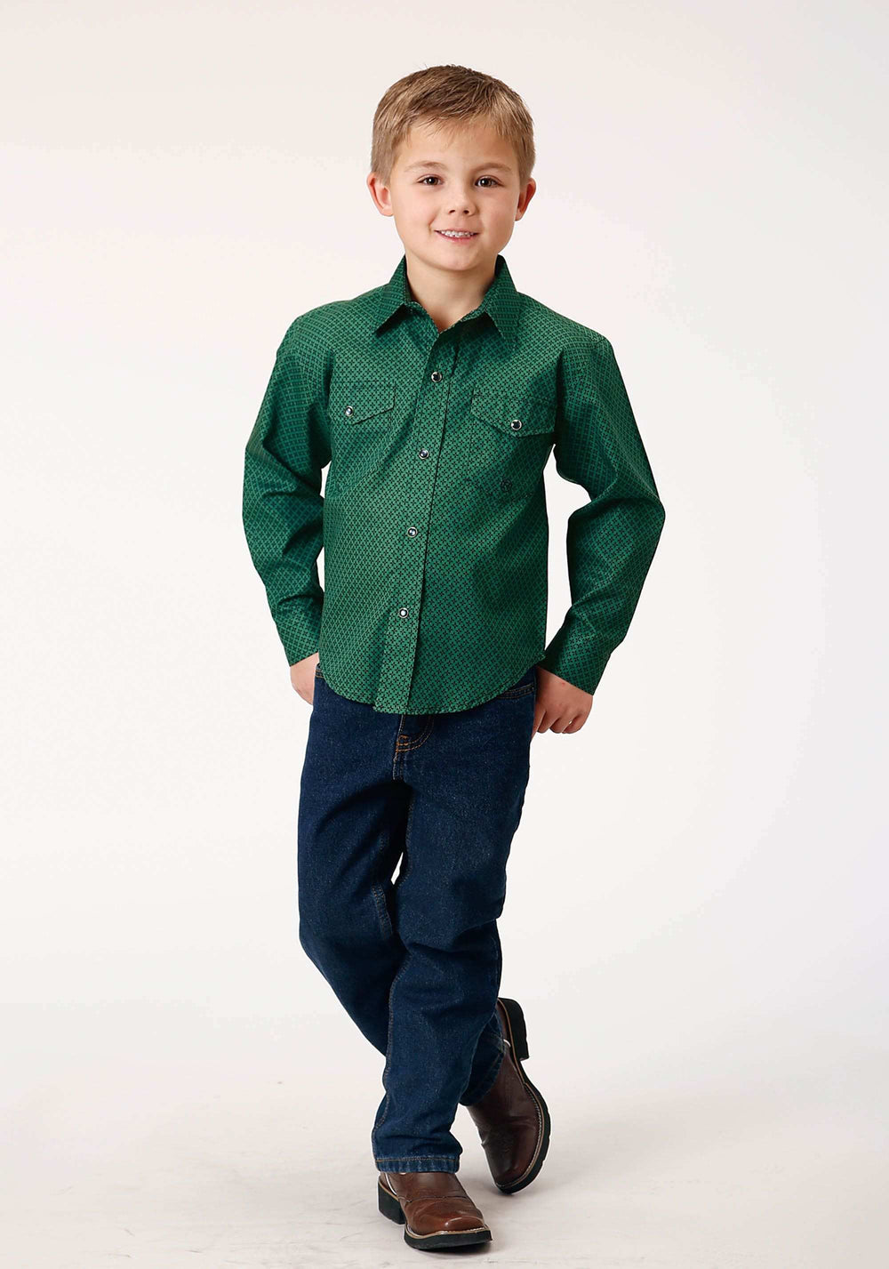 Roper Boys Long Sleeve Snap Four Leaf Foulard Western Shirt - Roper - Flyclothing LLC