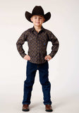 Roper Boys Long Sleeve Snap Diamond Medallion Western Shirt - Roper - Flyclothing LLC
