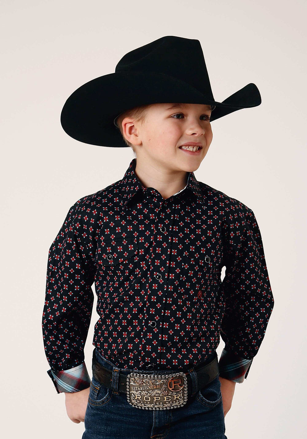 Roper Boys Long Sleeve Snap Cottage Foulard Western Shirt - Roper - Flyclothing LLC