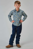 Roper Boys Long Sleeve Snap Delft Paisley Western Shirt - Roper - Flyclothing LLC