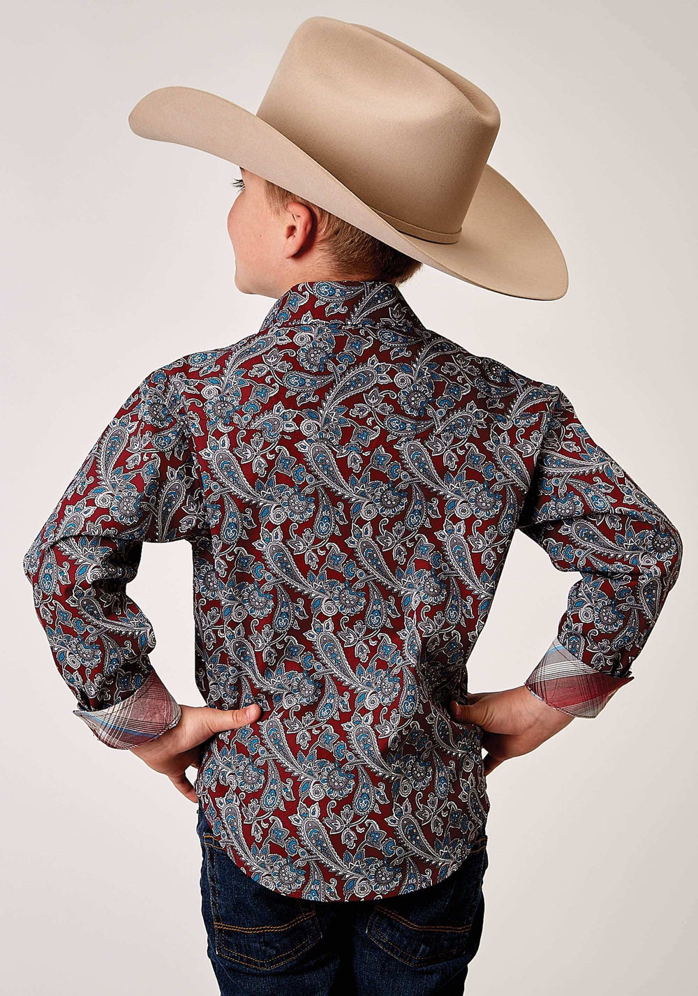 Roper Boys Long Sleeve Snap Red River Paisley Western Shirt - Roper - Flyclothing LLC