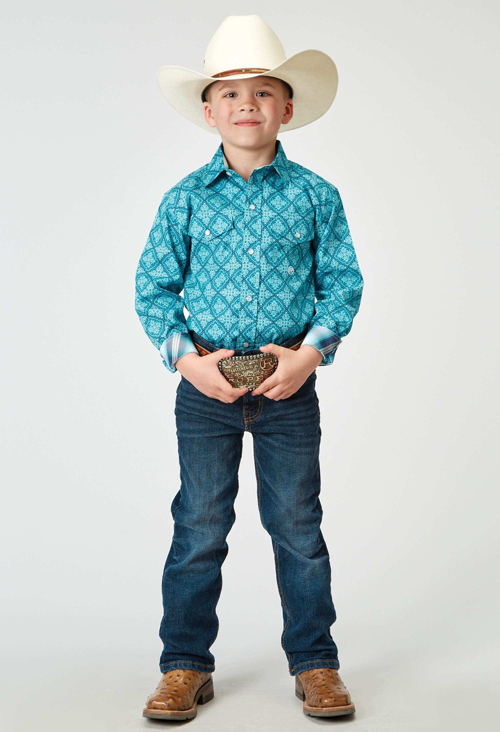 Roper Boys Long Sleeve Snap Lake Medallion Western Shirt - Roper - Flyclothing LLC