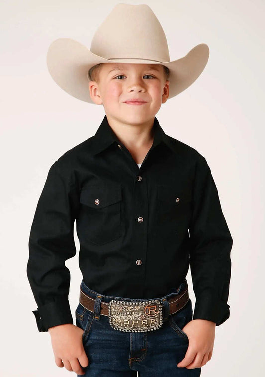 Roper Boys Long Sleeve Snap Solid Poplin Western Model Western Shirt - Roper - Flyclothing LLC