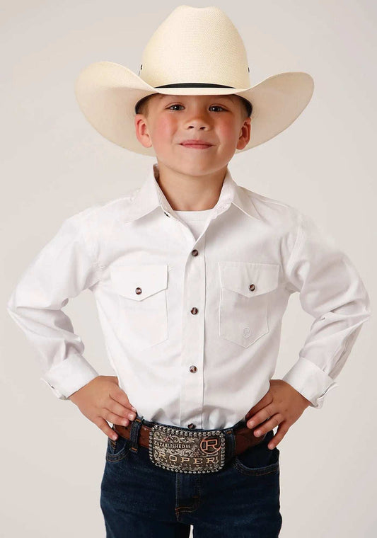 Roper Boys Long Sleeve Snap Solid Poplin Western Model Western Shirt - Roper - Flyclothing LLC