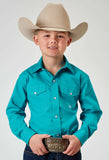 Roper Boys Long Sleeve Snap Solid Poplin Stretch Turquoise Western Shirt - Roper - Flyclothing LLC