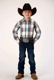 Roper Boys Long Sleeve Snap Desert Blue Plaid Western Shirt - Roper - Flyclothing LLC
