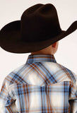 Roper Boys Long Sleeve Snap Desert Blue Plaid Western Shirt - Roper - Flyclothing LLC
