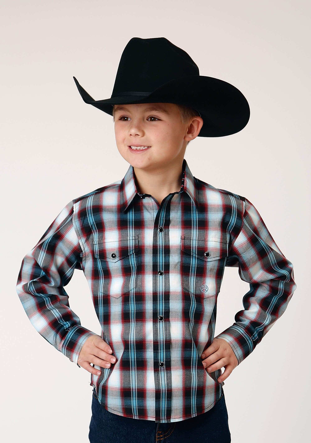 Roper Boys Long Sleeve Snap West Plaid Western Shirt - Roper - Flyclothing LLC