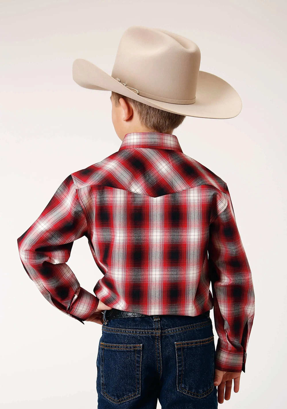 Roper Boys Long Sleeve Snap Basic Red Plaid Western Shirt - Roper - Flyclothing LLC