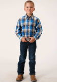 Roper Boys Long Sleeve Snap Clear Sky Plaid Western Shirt - Roper - Flyclothing LLC